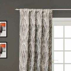 Grey & Cream Paisley Damask Fabric By The Yard, Jacquard Weave Fabric Upholstery