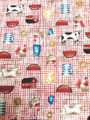 VTG Fabric Traditions 1 yd x 44 Farmhouse 1998 Cows Country