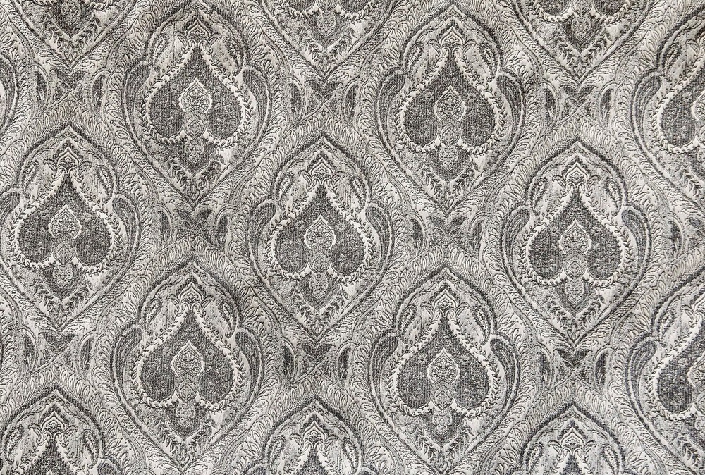 Grey & Cream Paisley Damask Fabric By The Yard, Jacquard Weave Fabric Upholstery