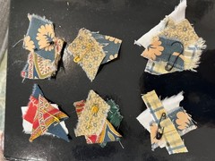 Vintage Trim Fabric Snippet Remnant Lace Button Thread Junk Journal Slow Stitch