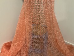 PEACH Embroidery ORGANZA Fabric 58” Width Sold By The Yard