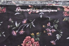 By 1/2 Yd, Vintage, Pink & Green Floral on Dk-Purple Polished-Cotton/Marcus,P109
