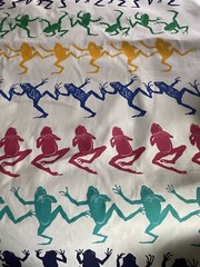 RARE Michigan Rag Co. Fabric Frogs Print Marushka 65” wide 1 – 12 yds NOS