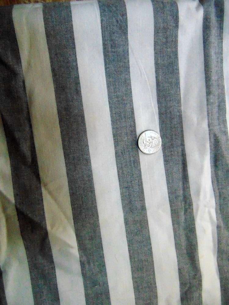 New Gray & White Wide Striped Cotton Sewing Craft Fabric Material 3 1/2 + yards