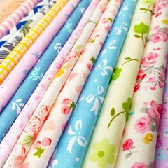 Assorted Flower Patterns Cotton Fabric Squares – 50pcs 10×10 for DIY Projects
