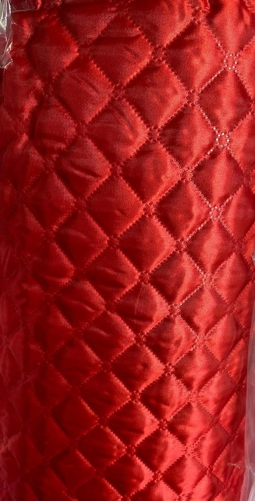 Satin Quilted Polyester Batting Fabric – RED- 58″/60″ Width Sold By The Yard
