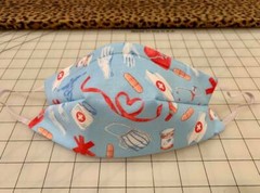 BonEful FABRIC FQ Cotton Quilt Black Red White Blue American Dr Nurse 911 Medic