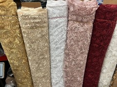 Dakota GOLD Polyester Corded Floral Embroidery on Mesh Lace Fabric by the Yard