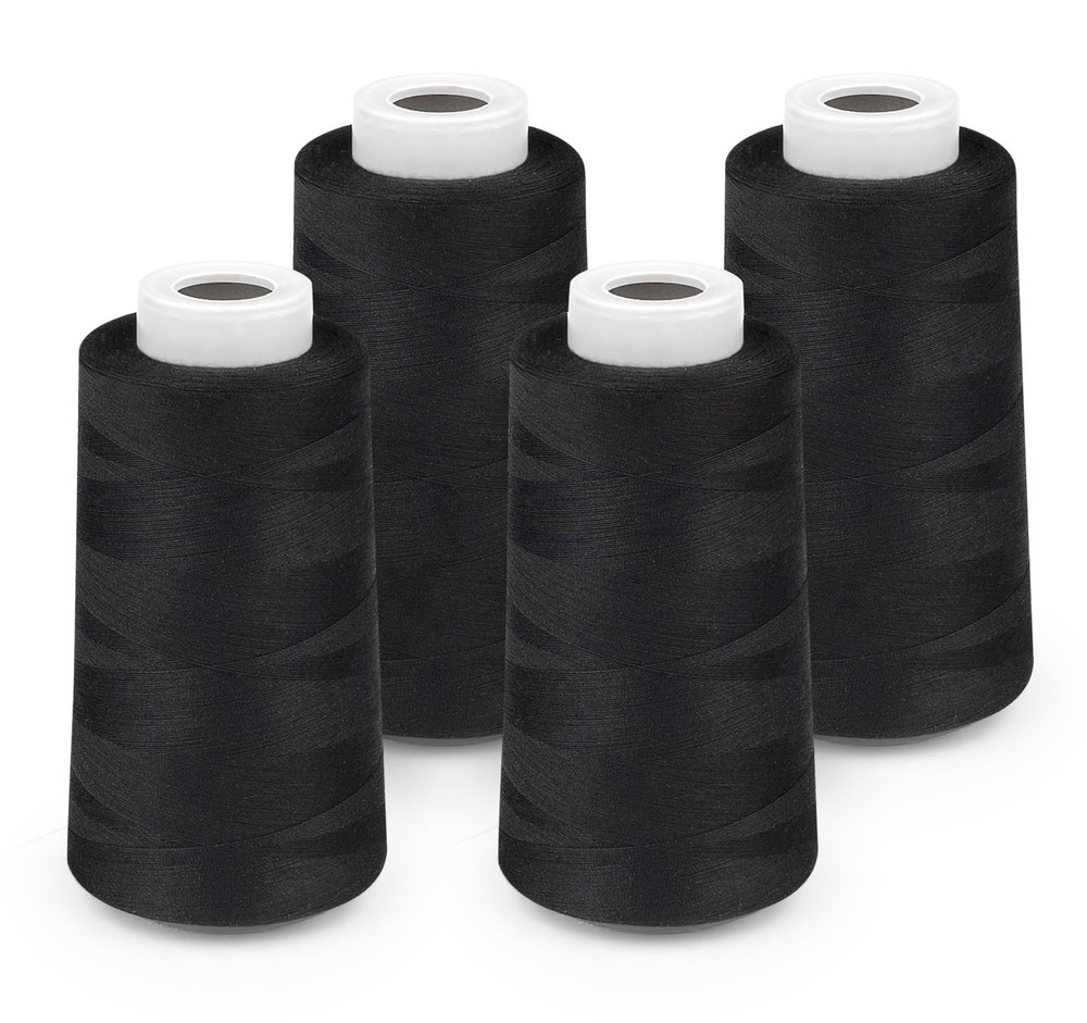 StiVerse Serger Thread 4 Cones 3000 Yards Each Spool All 3000 yards, Black