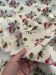 Gucci Deadstock Fabric Brown Floral Silk Crepe de Chine
