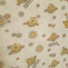 Vintage Little Miss Sunshine Knit Fabric White Yellow 65″ Wide 3 1/8 yards