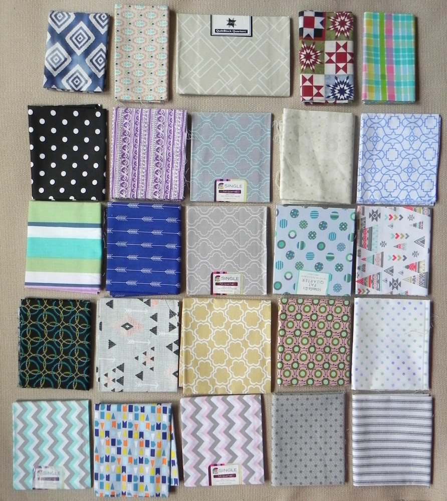 25 Fat Quarters, Assorted Geometric Patterns, Multicolor 18″x21″ Cotton Fabric 1