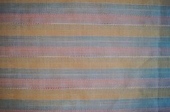 3 Yards Pink Blue Yellow Stripes with Emboridered Lines Sheer Fabric 111″ X 44″