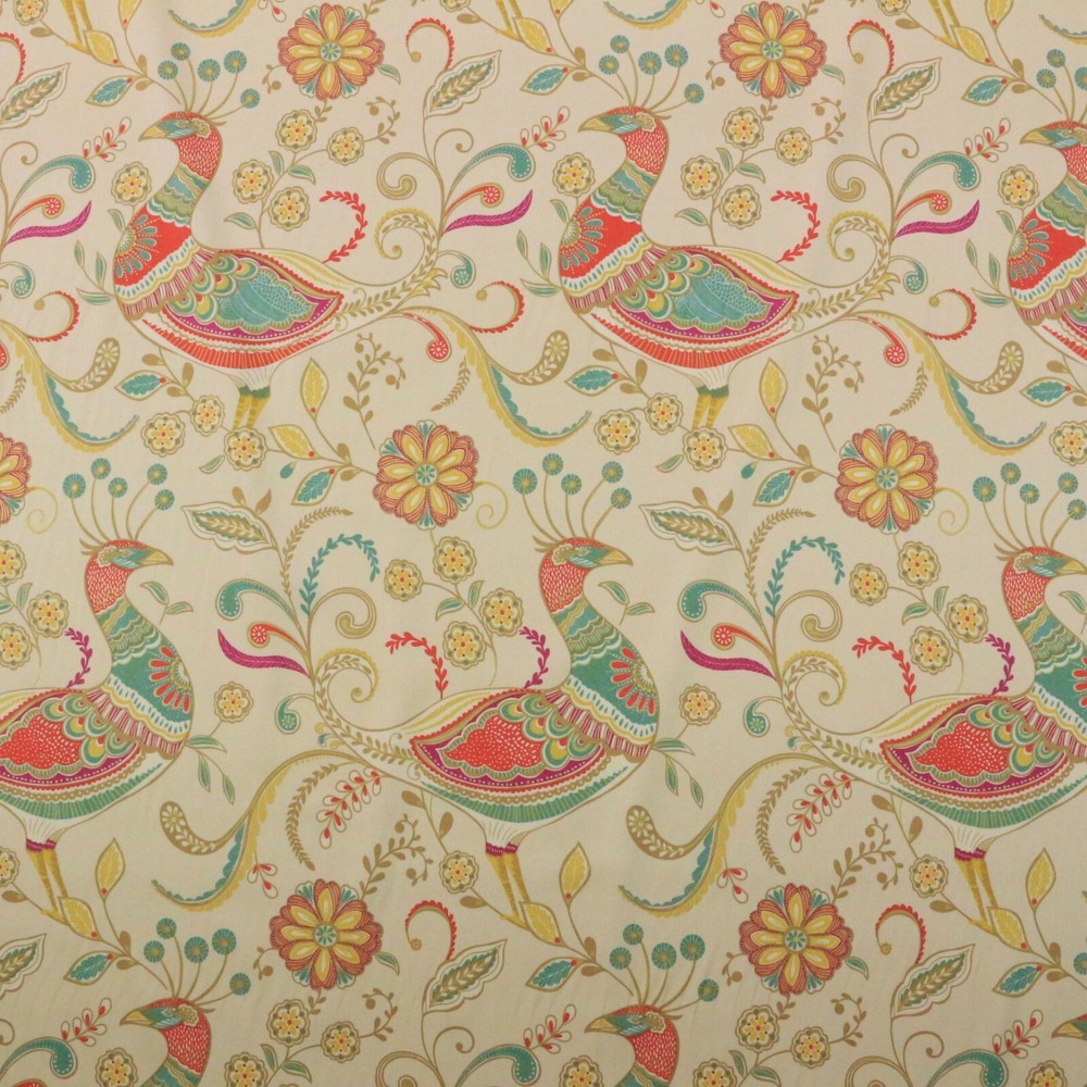 RICHLOOM FANTASY JUBILEE CREAM LARGE BIRD QUAIL COTTON TWILL FABRIC BY YARD 54″W