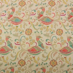 RICHLOOM FANTASY JUBILEE CREAM LARGE BIRD QUAIL COTTON TWILL FABRIC BY YARD 54″W