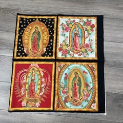 Metallic Our Lady of Guadalupe 100% COTTON fabric panel 24 x 44 Inner Faith