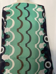 100% Silk Batiste Teal Dark Navy Blue Brown 60s Style Fabric By The Yd 46 “Wide