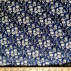 Liberty of London Tana Cotton Lawn – “Capel Stripe” Floral w/ Gold Pinstripe
