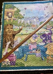 VTG “Birthday Owl & Talking Tree” by Flavia Weedn Pre Quilted Panel Crib Quilt