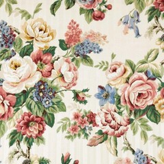 Vintage Mill Creek Floral Pastel MULTI Pink Cotton Drapery Pillow Fabric BTY