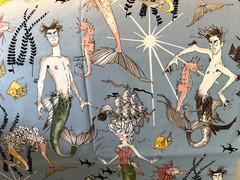 FQ GHASTLIE GHANTIS BLUE Alexander Henry CAT Fish Cotton Quilt Fabric Craft 2019