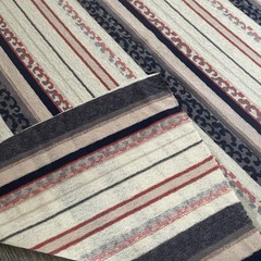 Wool Fabric 37″W 65″L 1.5+ Yd Lightweight Handwoven Dyed Stripes Geometric
