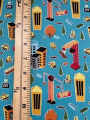 Riley Blake Construction Cranes and Sky Scrappers Cotton Fabric on Blue bt1/2 yd