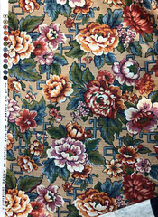 Stanley King Fabricut Vintage Red Green Blue Floral Fabric By The Yard