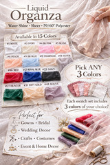 Liquid Organza Fabric By The Yard Ultra Glossy Sheer Structured Bridal Drape 60″