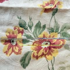Vintage Richloom Floral Ivory Floral Rose Cotton Jacquard Damask Fabric 70”x55”