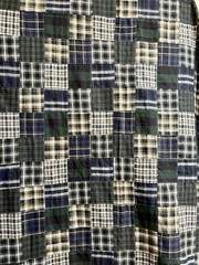 Patchwork Madras Plaid Cotton Fabric 46” X 5.5 Yards Blue Green White Black New