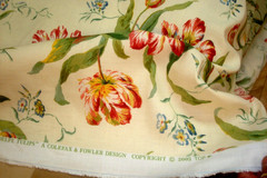 1 of 8 Yds Colefax & Fowler Fabric Delft Tulips Floral Upholstery 54″w BTY