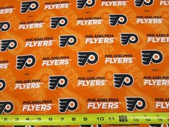 PHILADELPHIA FLYERS HOCKEY FABRIC 1 YARD BRAND NEW DESIGN 100% COTTON