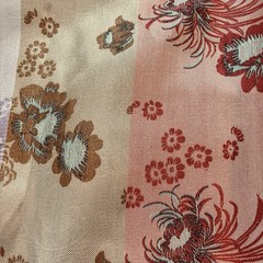 VTG Chinese Floral Brocade Fabric Black Background Shou Symbol Chrysanthemum 2yd