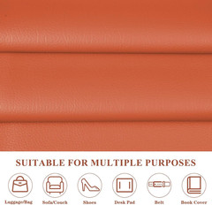 Faux Leather 0.7Mm Upholstery Fabric by the Yard 55X36 Inch Orange | PU Waterpro