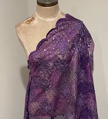 1.5 Yard Purple Silver Sequins Embroidered Lace Fabric 50” Width