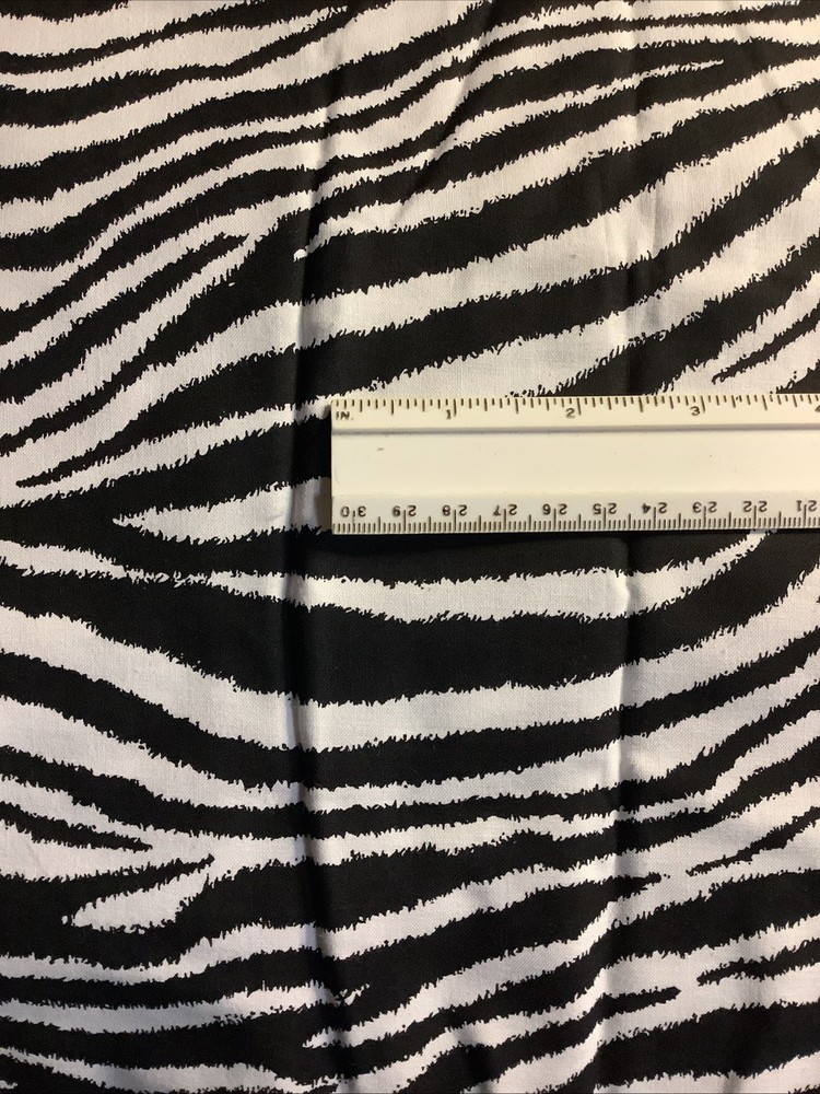6 Yards Black White Zebra Print Fabric 44” Wide 100% Cotton