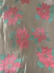 Vintage Poinsettia Satin Brocade Fabric 6 Yards Metallic Gold Red Green