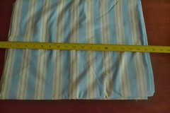 32″ Long x 35″ Wide, Vintage 1940’s-60’s, Blue Gray White Striped Cotton, M4390