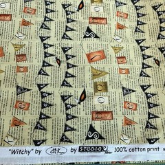 Witchy Halloween Paper Newspaper Triangle Spooky Banner DTK Studio E 2 Yards