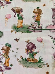 VTG Manes Fabric Little Girls Lavender Background 2.5 Ydsx44 Quilt