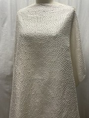 100% Silk Hand-Beaded Pearls Densely Scattered on White Fabric by the Yard 44″