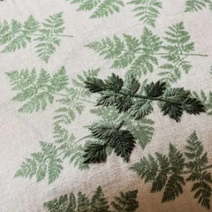 SANDERSON CURTAIN FABRIC DESIGN Alice’s Fern 3.7 METRE SILVER/GREEN EMBROIDERED