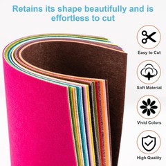 Felt Sheets for Crafts 4″ x 4″: 1mm Thick, Assorted Colors, 40 Pcs