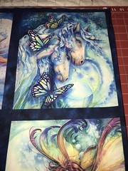 Fabric Unicorns Fantasy Wild Morningmoon Cotton 21″x24″ 4 Square Panel KAUFMAN