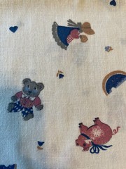 1.5yd Vintage Fabric Country Classics Toleware by Ameritex Baby, Farm, pink/blue