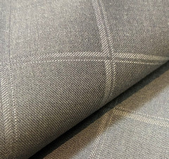 Scabal GOLDEN RIBBON Super 120’s Wool Fabric Gray Check 3.4m/ 3.7yd 240gm UK