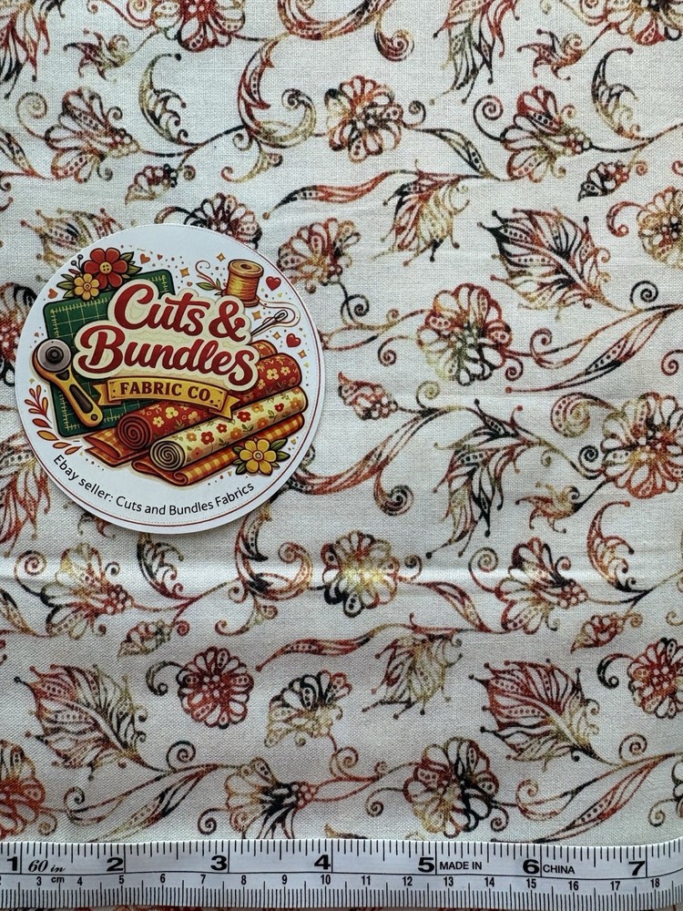 QT Fabrics Quilting Fabric by the 1/4 yard Cotton All a Flutter Vines Floral