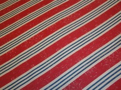 Distressed Red Natural Blue Stripe Combed Cotton Sewing Quilt Apparel Fabric