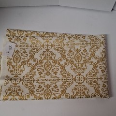 Singer Cotton Fabric Scroll Pattern Gold White Design 15646 1 1/8 Yards Sewing